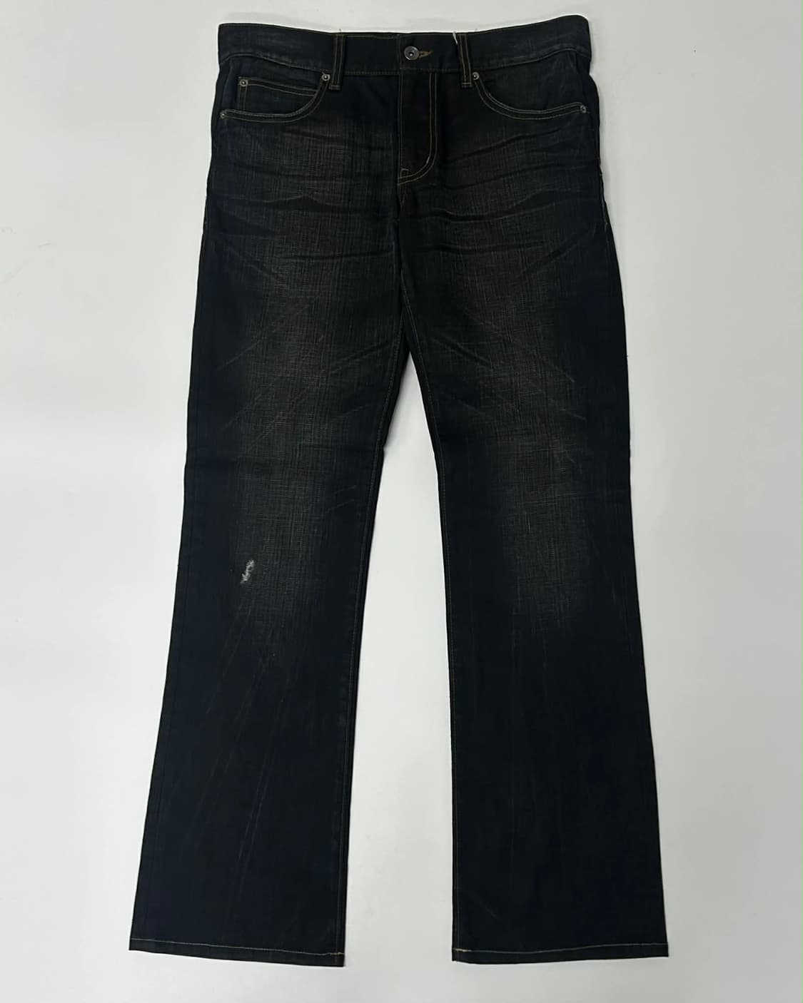 [M] 시멘틱 디자인 백 짚 부츠컷 플레어진 데님 팬츠 상품이미지1