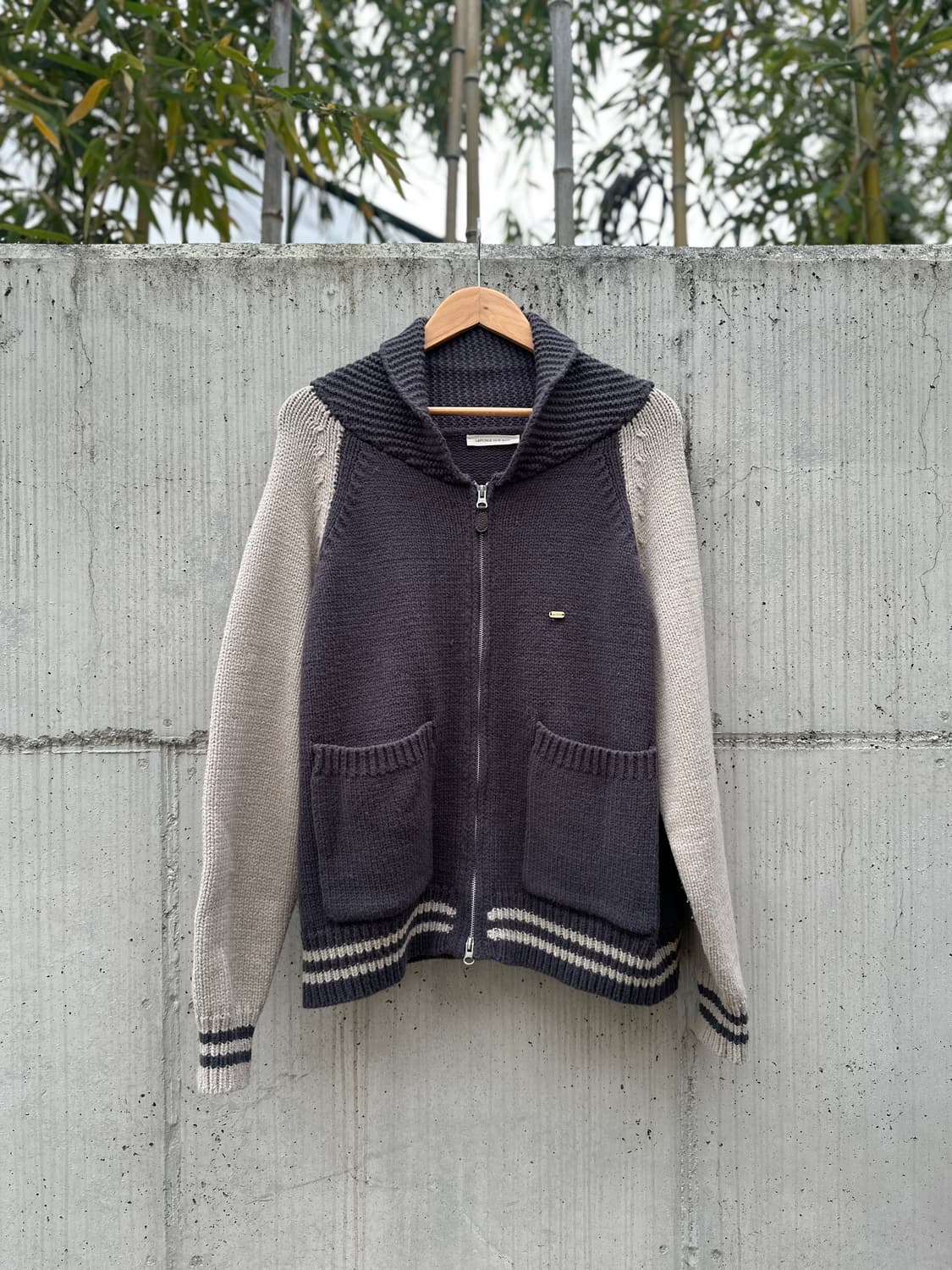 LAFUDGESTORE 클래식 바시티 니트 집업 상품이미지1