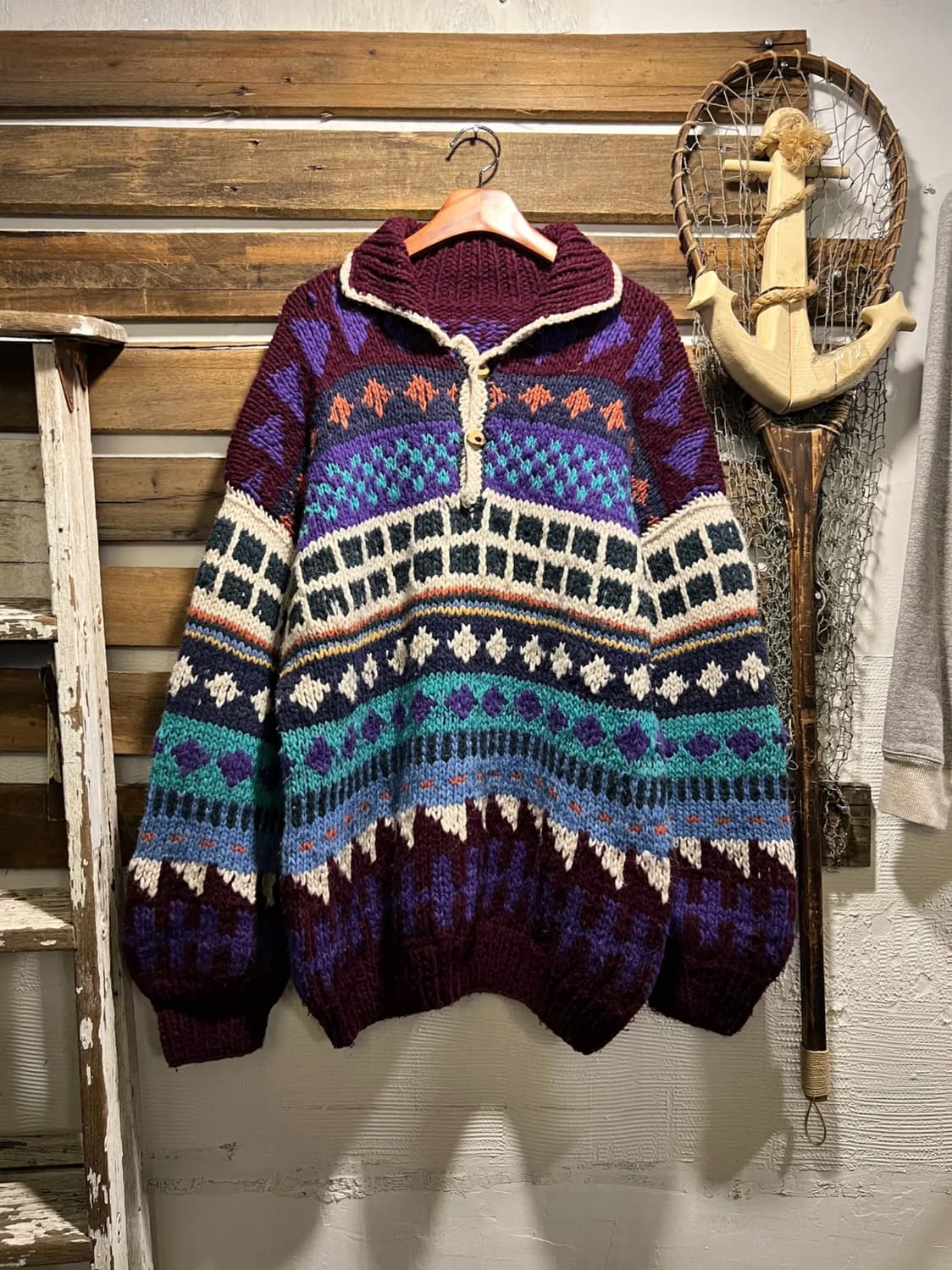 [XL]90's 빈티지 핸드메이드 에콰도르 풀오버 스웨터 니트 상품이미지1