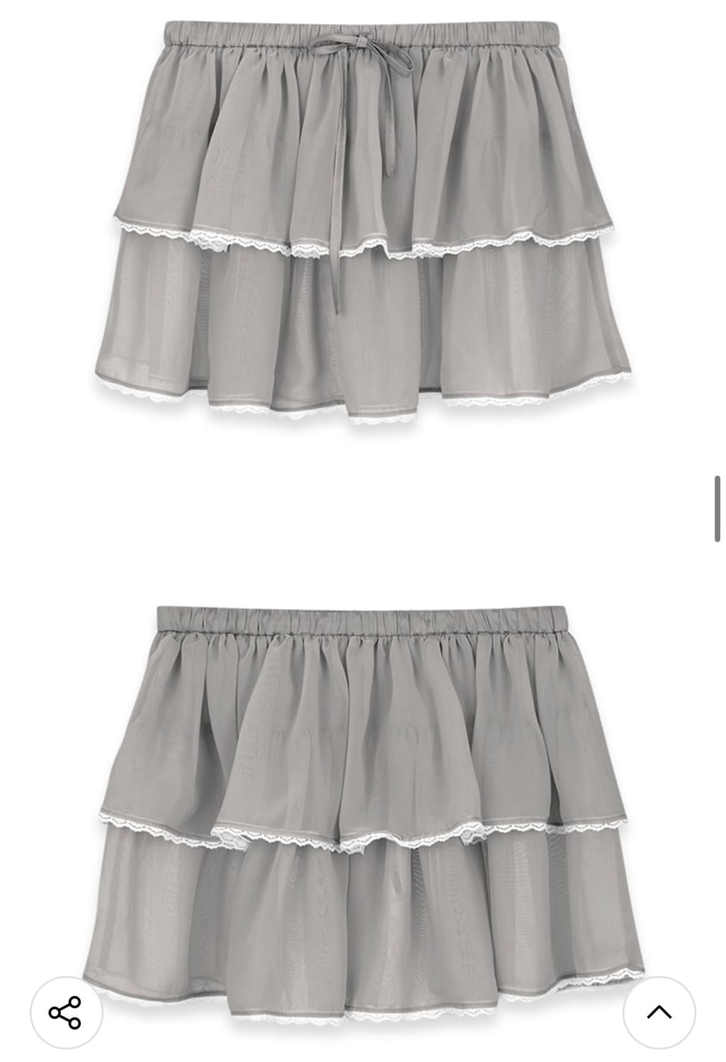 마가린핑거스 레이스 쉬폰 캉캉 스커트 (회색) 상품이미지2