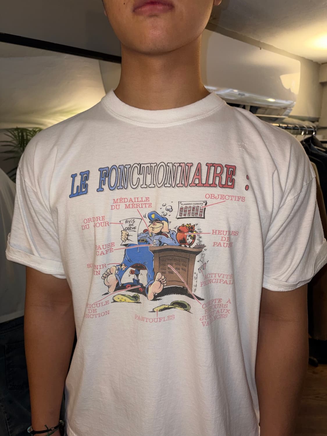 90‘s France humor cartoon print T-shirt 상품이미지5