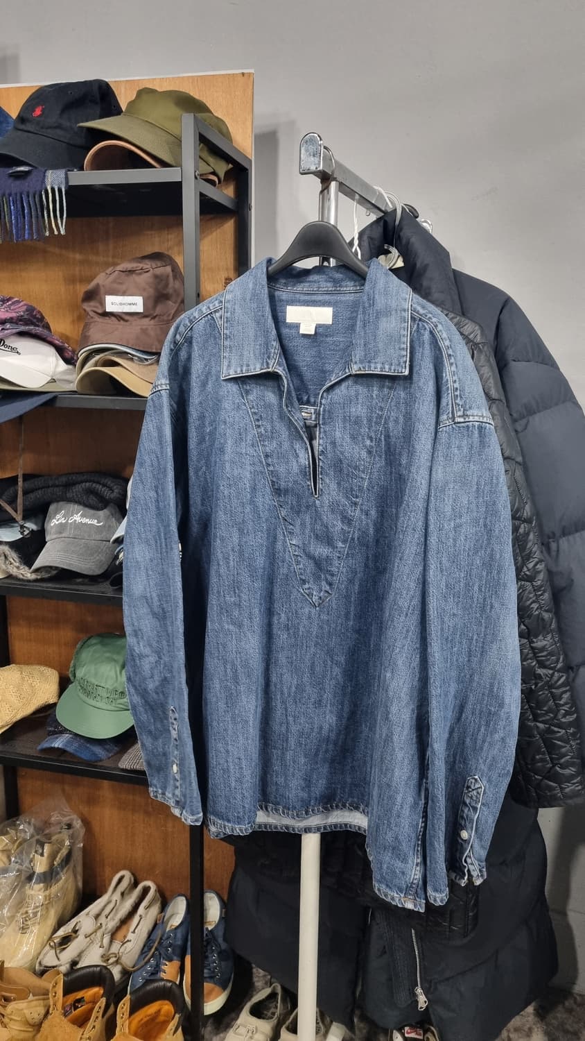 ((자라)) 헨리넥 오버핏 셔츠 (데님) xL(105~110) 상품이미지1