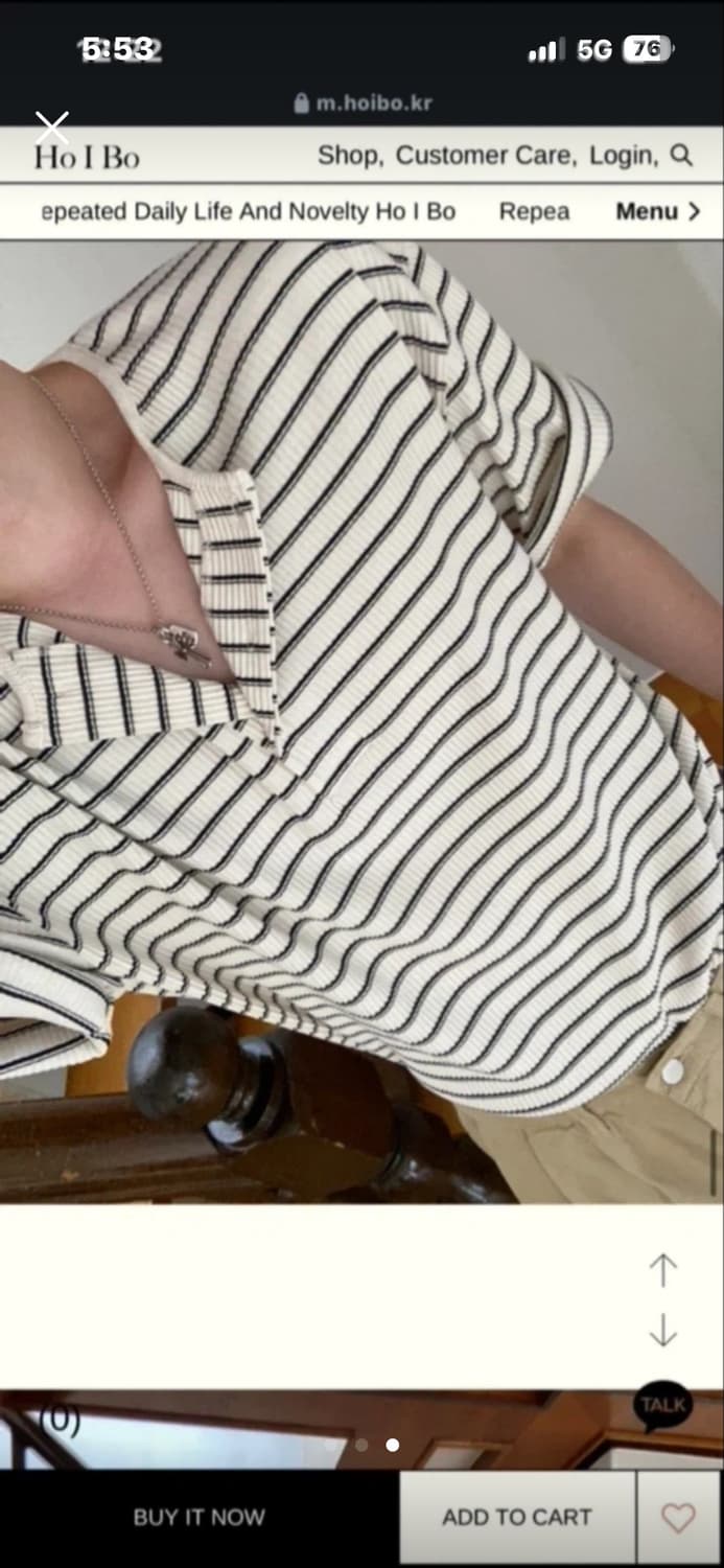 호아이보 스트라이프 헨리넥 상품이미지2
