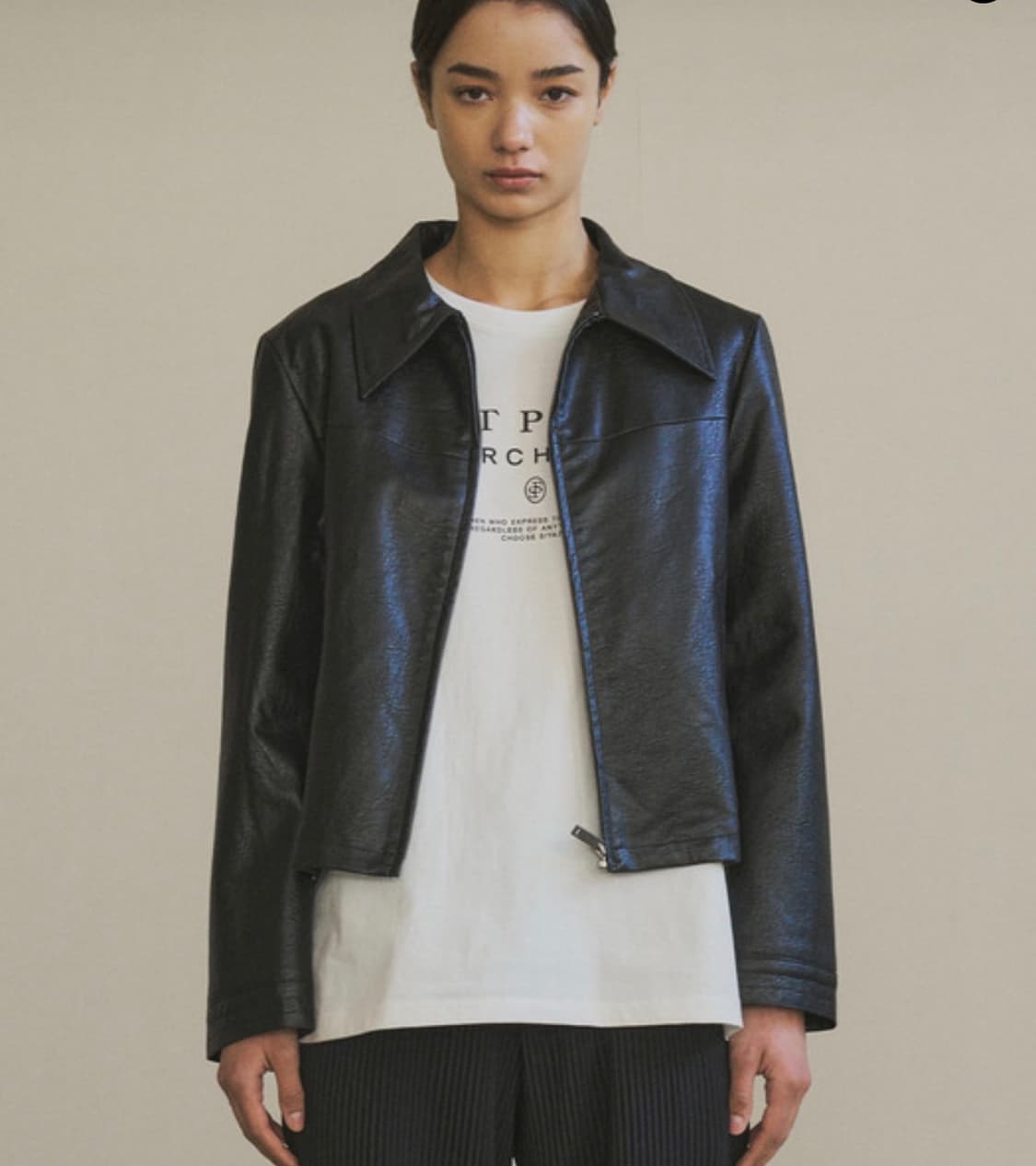 시야쥬 페이크 레더 자켓 상품이미지1