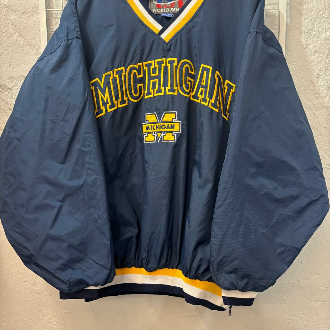 90s 올드스쿨 USA 월드센스 미시간 네이비 웜업 2XL 상품이미지4