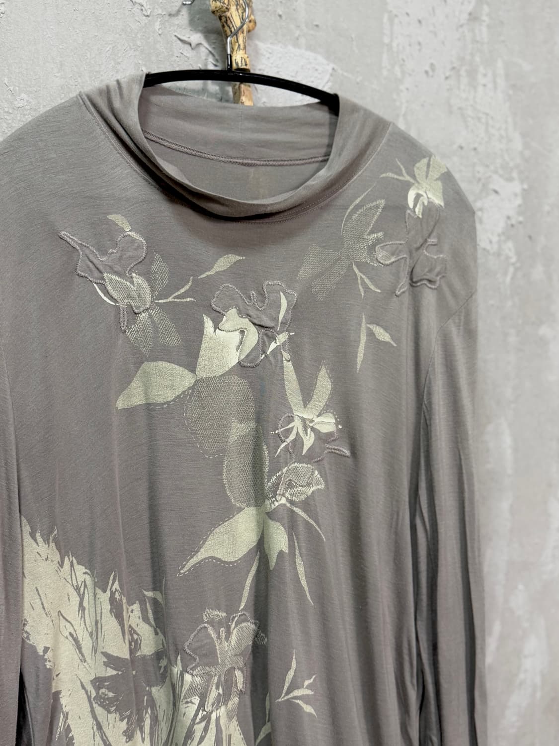 jpn-Grey Botanical Print Top 상품이미지3