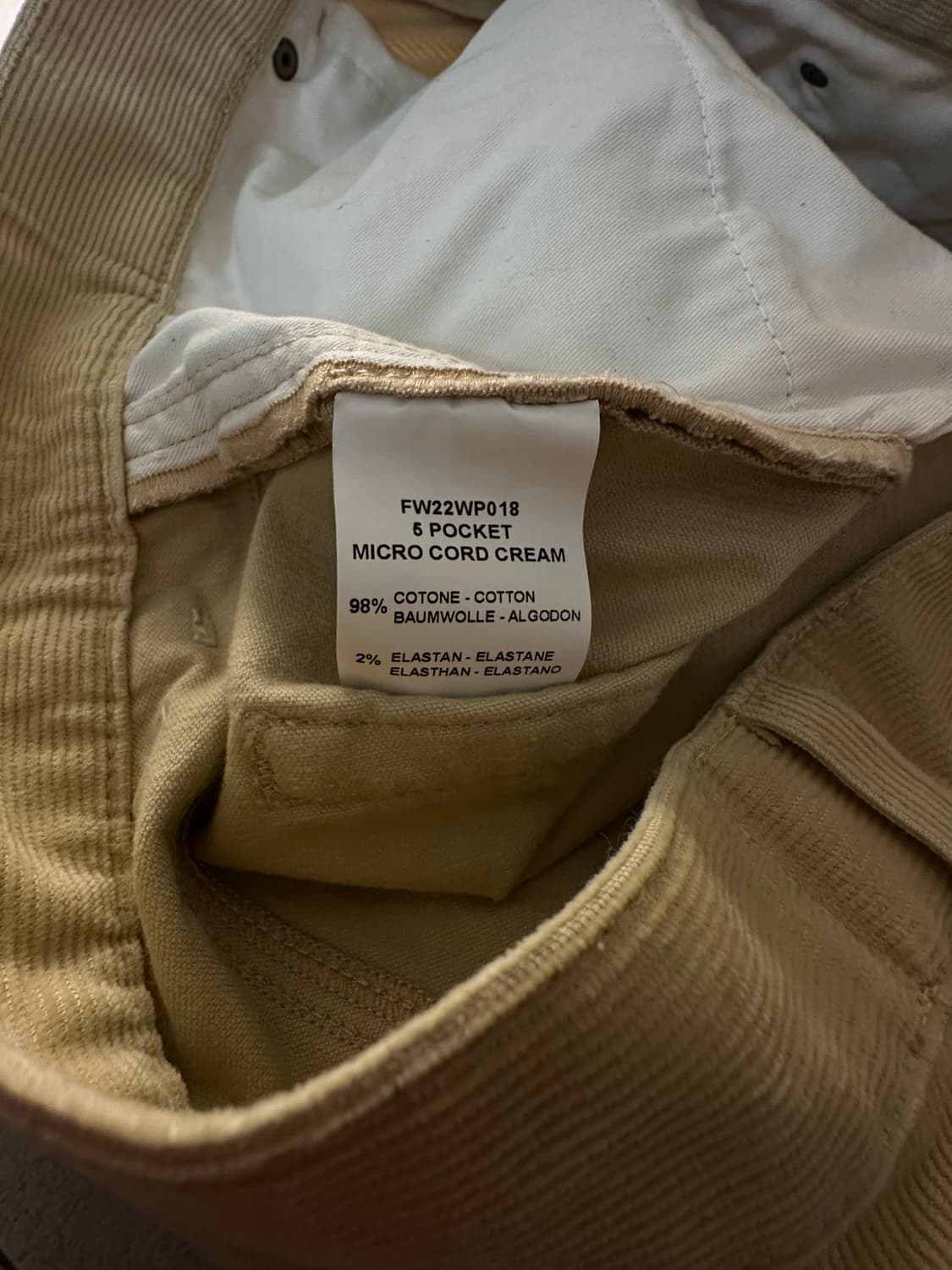 fw22 ald micro cord relaxed cream 상품이미지4