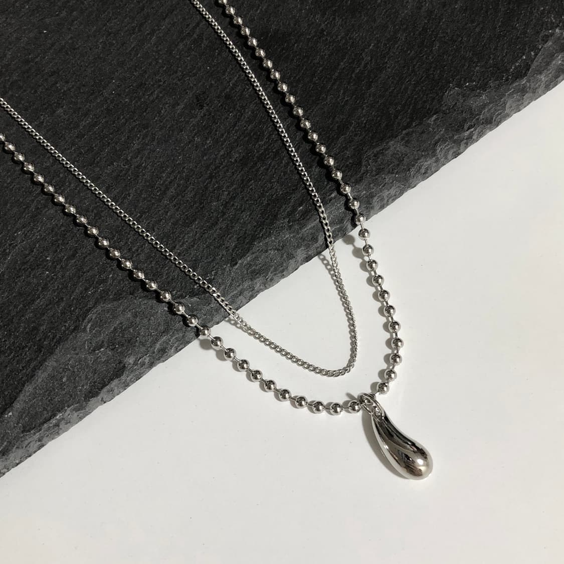 [Unisex] 레이어드 체인 진주 펄 목걸이 상품이미지3