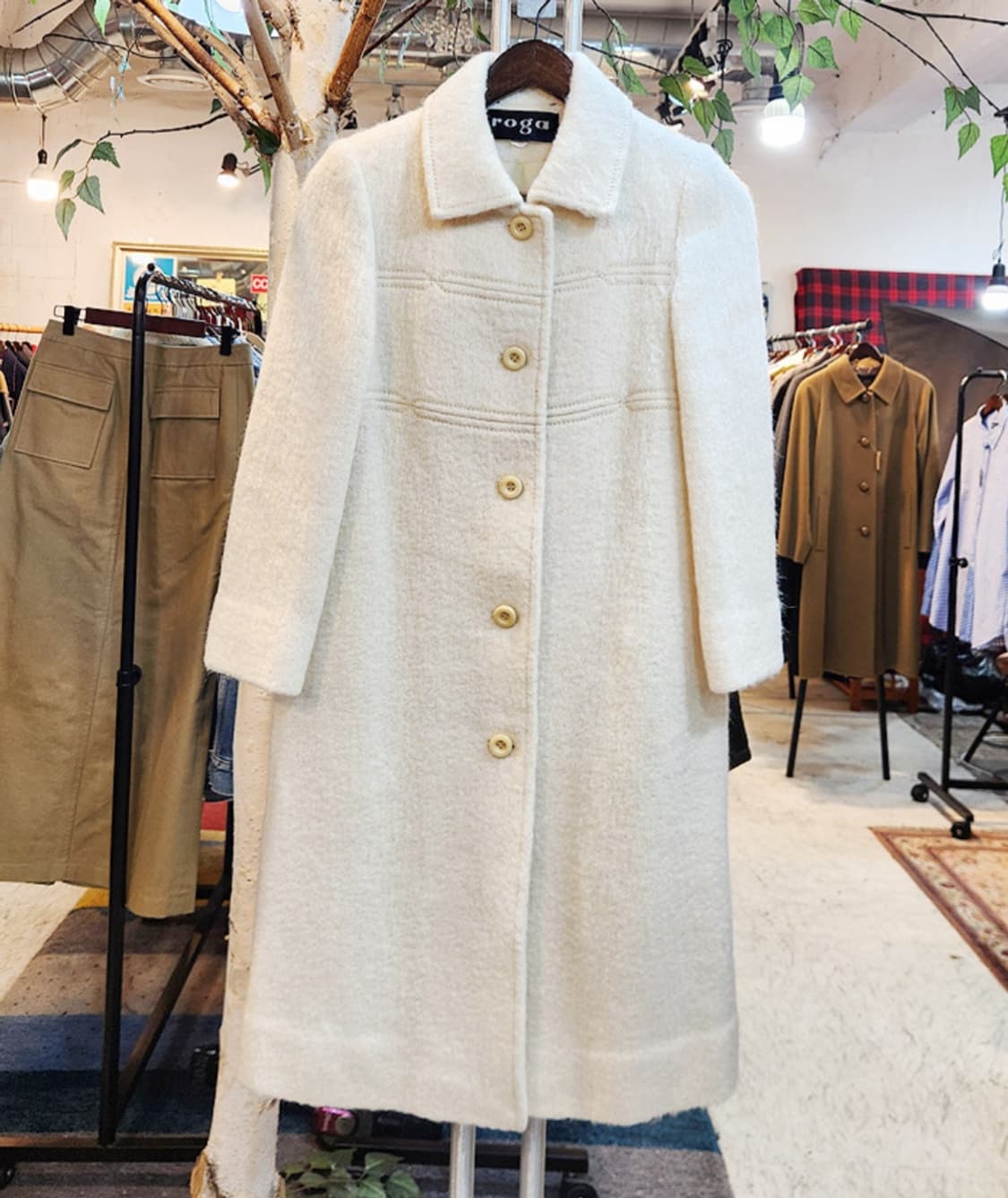 ROGA 일본 빈티지 도톰한 울 아이보리 코트 상품이미지1
