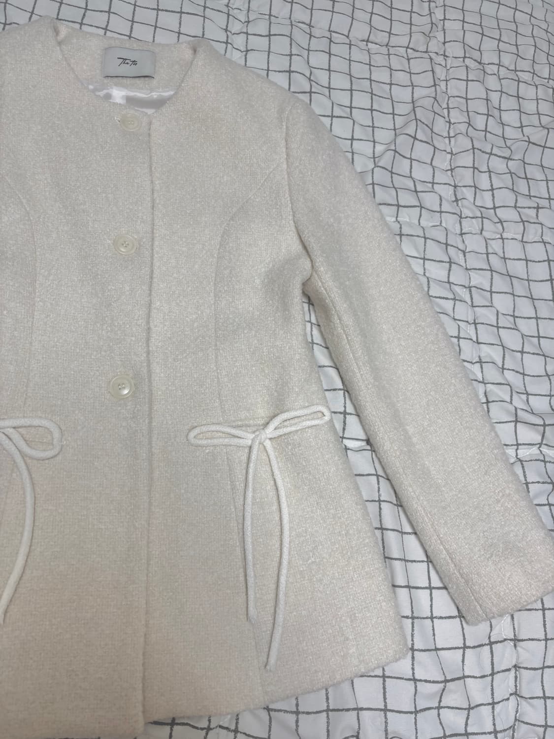 더티스 리본 포켓 트위드 자켓 아이보리 상품이미지4