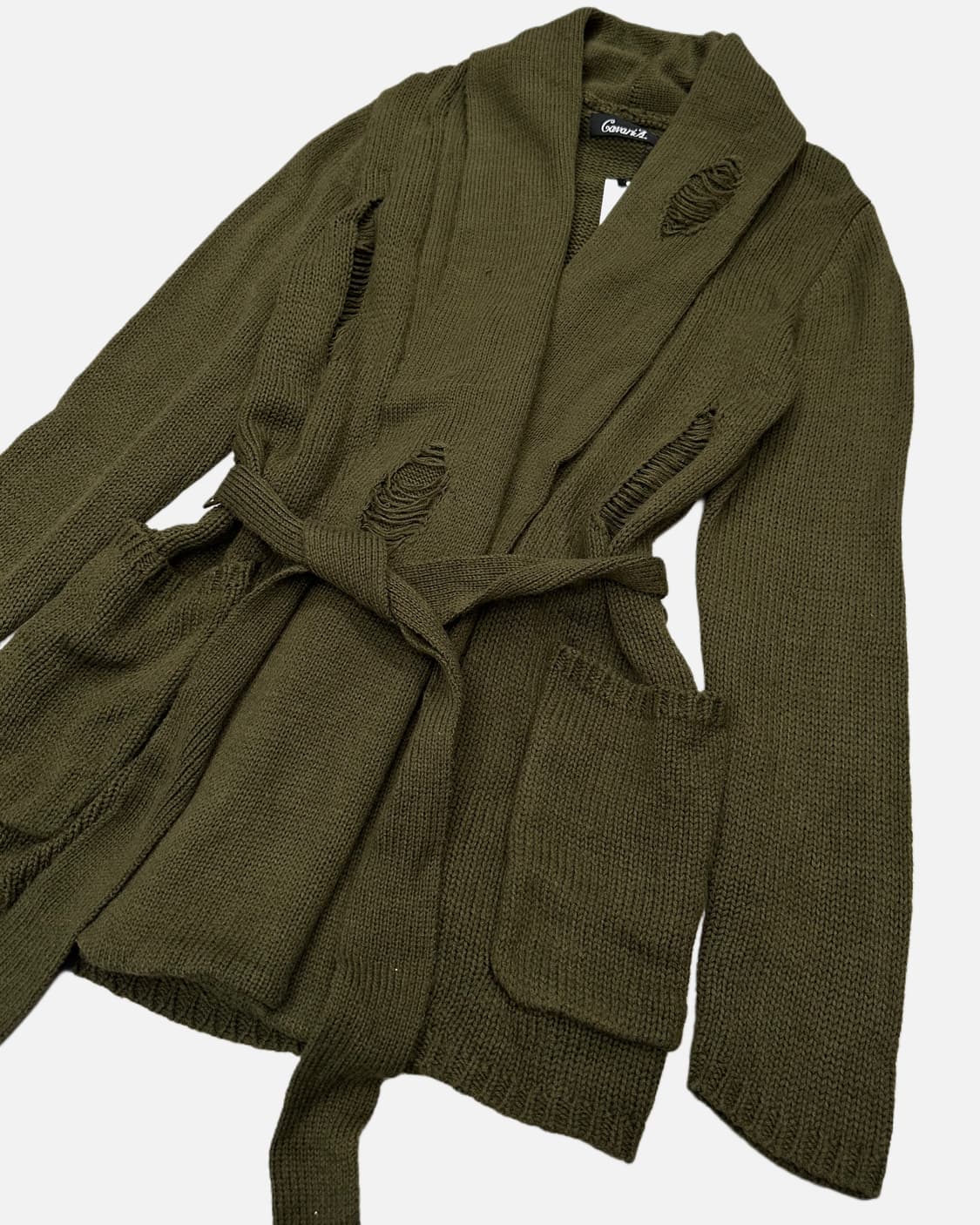 CAVARIA distressed belted showl cardigan 상품이미지2