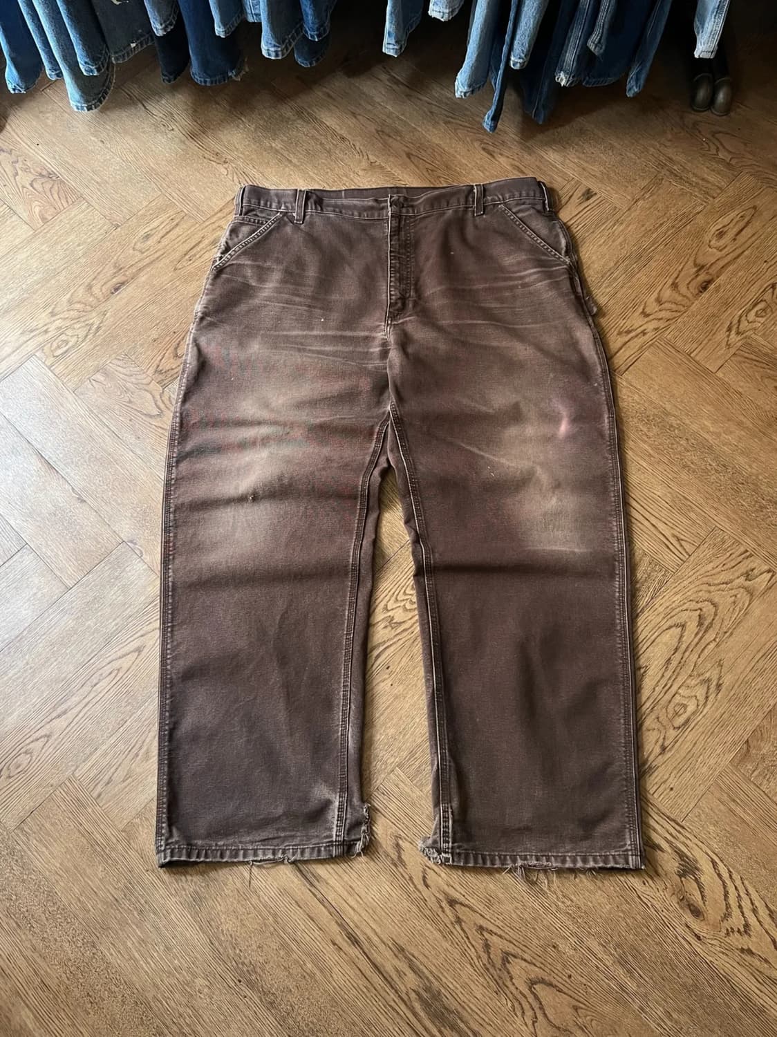 [42]칼하트 USA 하드 페이딩 다크브라운 싱글니 워크 팬츠 상품이미지1