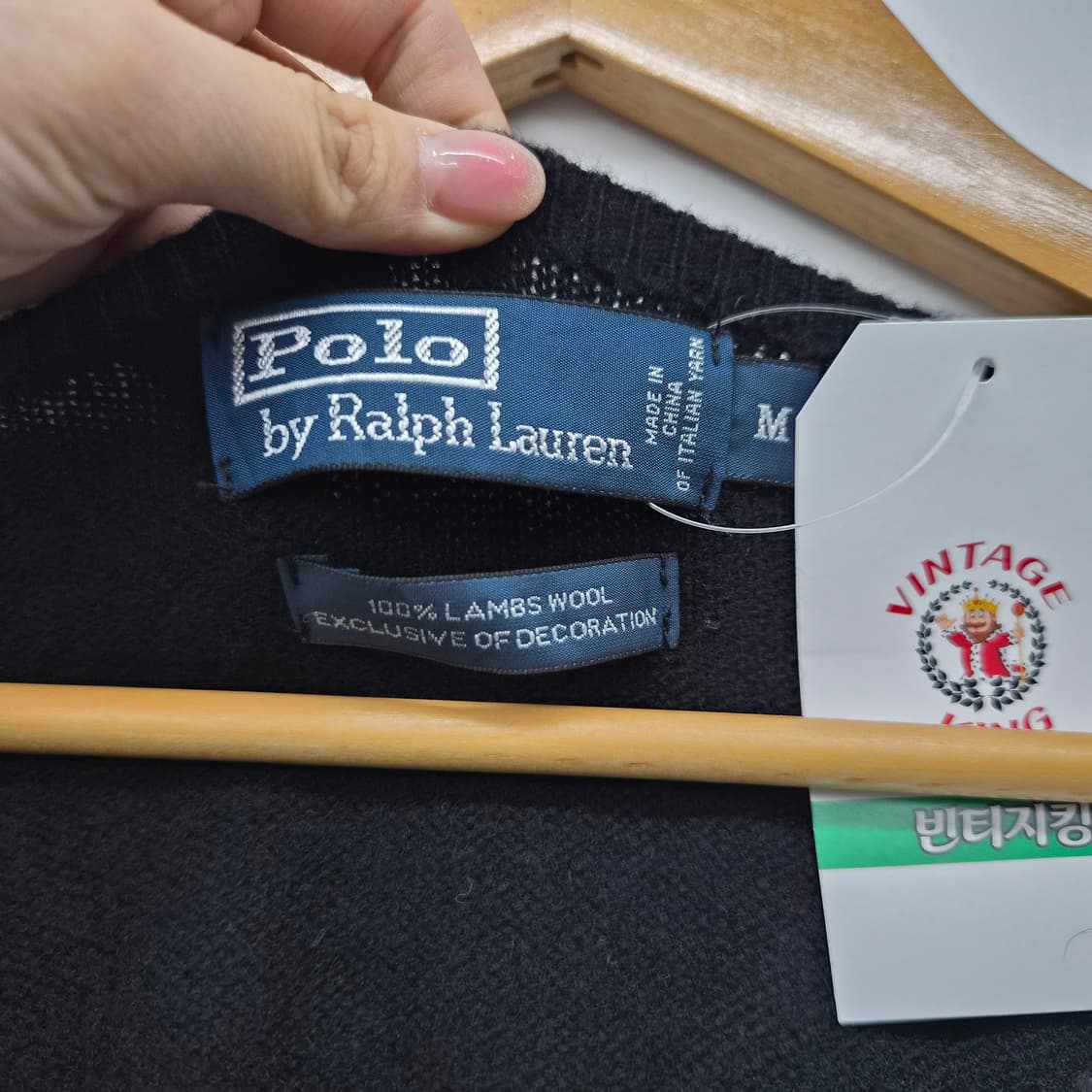 폴로 랄프로렌 블랙 V넥 니트 남성 M 상품이미지3