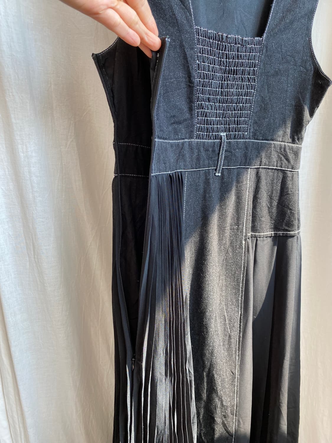 데님 플리츠 롱원피스(M) 상품이미지7