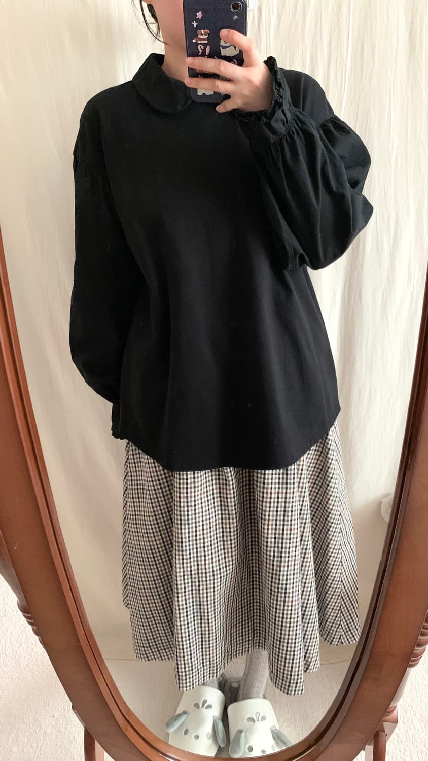 빈티지 깅엄체크 플레어 스커트 상품이미지6