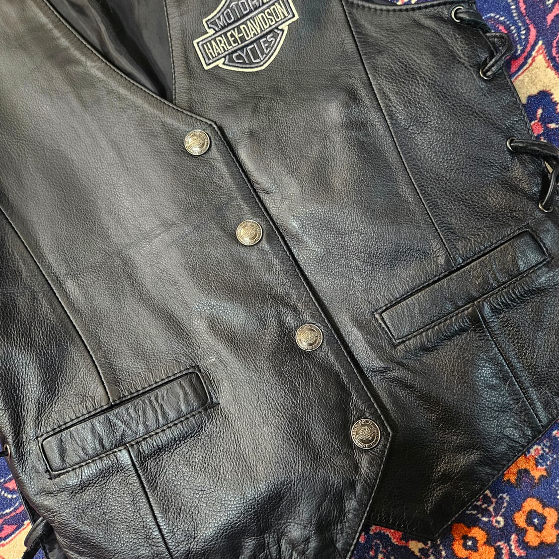 상품 * 할리데이비슨 90~00's 소가죽 빅로고 패치드 베스트 자켓 
 상품이미지5