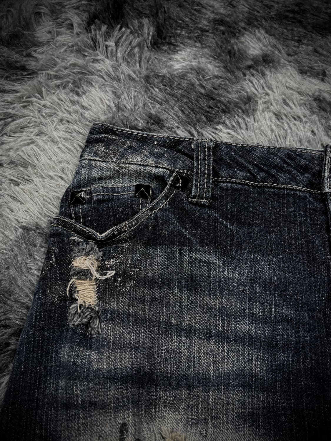 디스트로이드 워싱 글리터 데님 숏스커트 상품이미지4