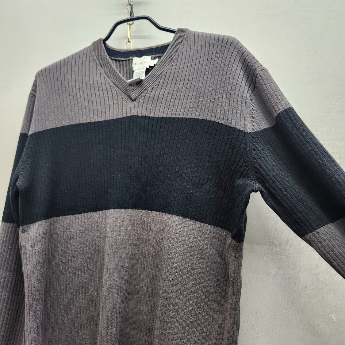 CK캘빈클라인 골지 배색 코튼 니트M(M) 상품이미지2