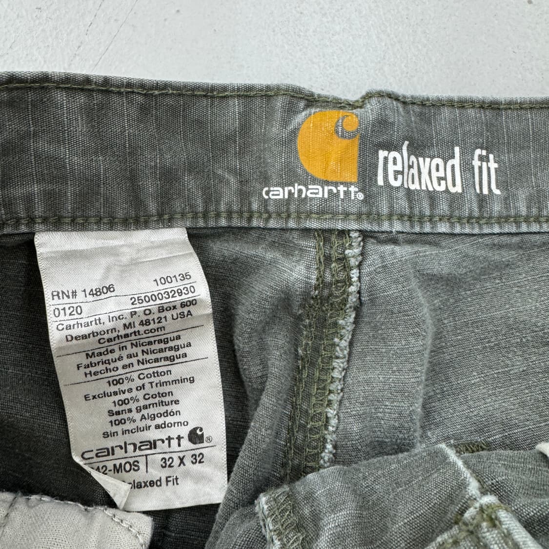 칼하트 OG 카펜터 모스그린 페이딩 탄창 워크 카고팬츠 상품이미지9