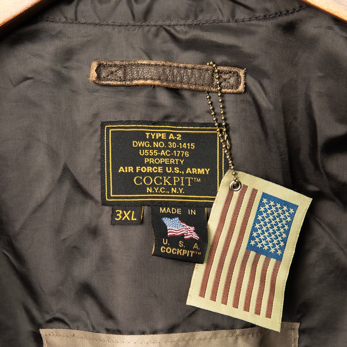 [3XL] COCKPIT USA A-2 레더 플라이트 자켓 고트스킨  상품이미지7