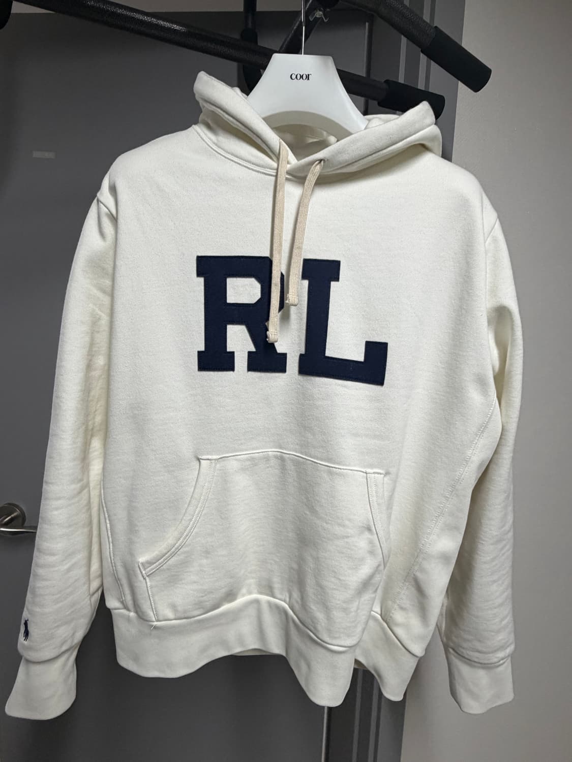 폴로 랄프로렌 RL 로고 플리스 후드 화이트 L 상품이미지1