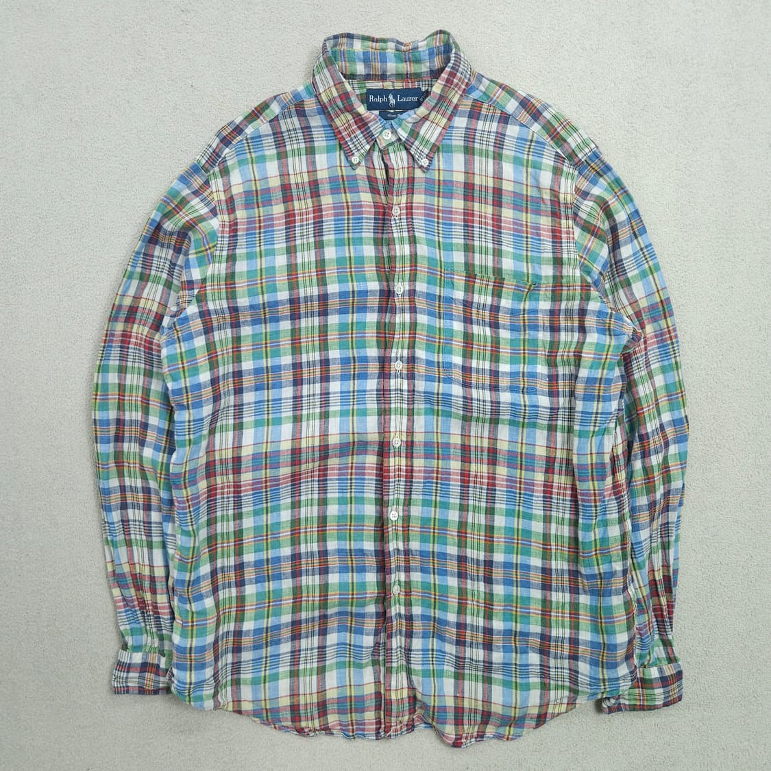 폴로 랄프 로렌 체크 린넨 셔츠 L 클래식핏 상품이미지1