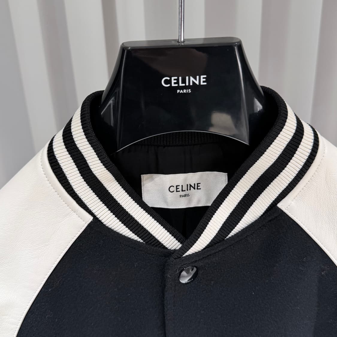 (S/50) / 셀린느 클래식 테디 레더 바시티 봄버 블루종 자켓 블랙 상품이미지4