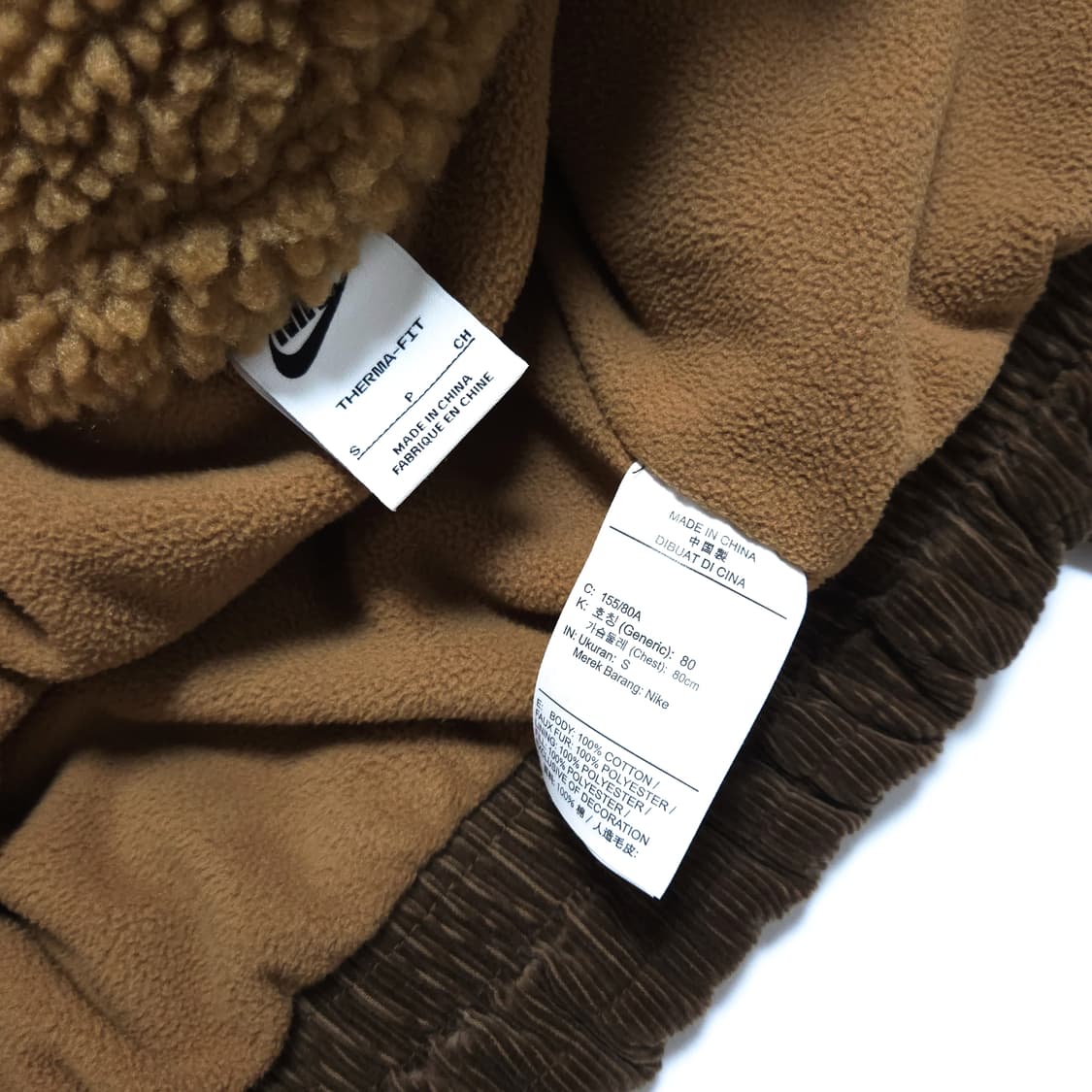 나이키 에어 우먼 코듀로이 윈터 크롭 패딩 자켓 브라운 상품이미지6