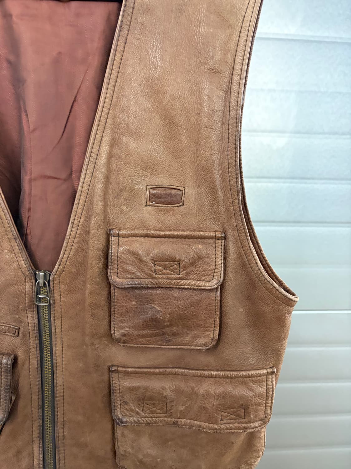 빈티지 리얼레더 헌팅 베스트 XL 상품이미지4