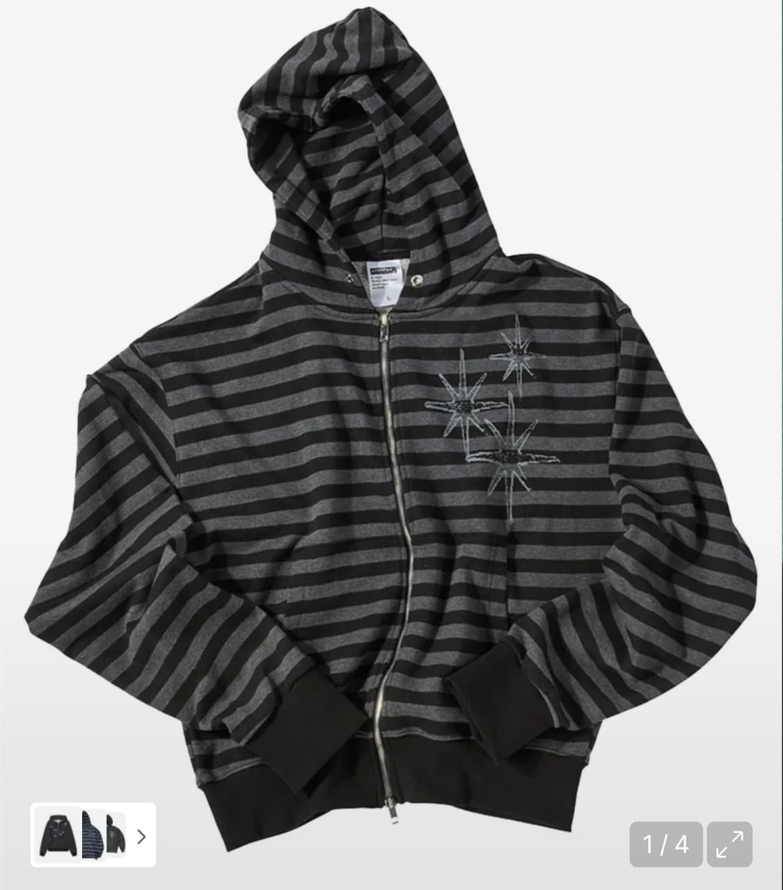 [언타이틀서울] 언타이틀 스테리나잇 스트라이프 후드집업 블랙 상품이미지1