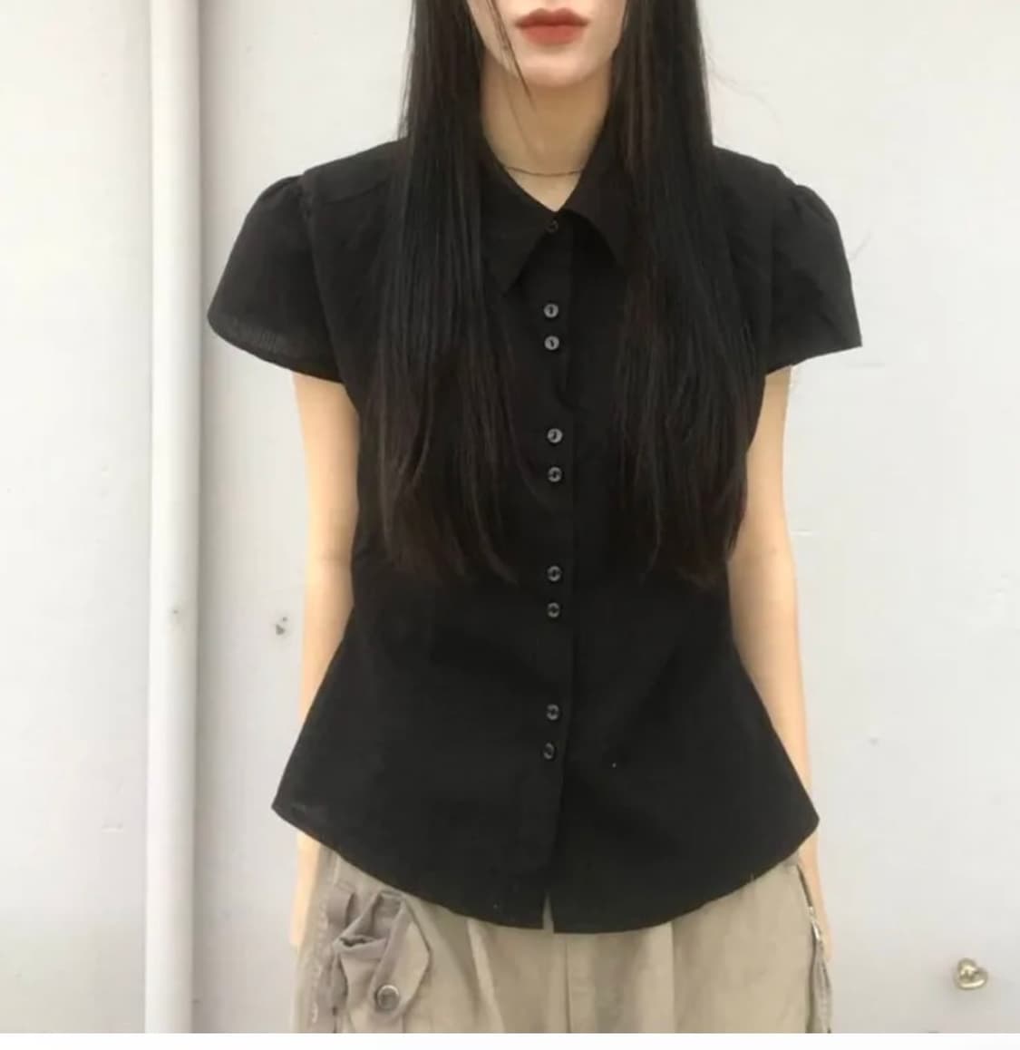 코이세이오 미세키서울 블랙 회이트 반팔 셔츠 블라우스 상품이미지2