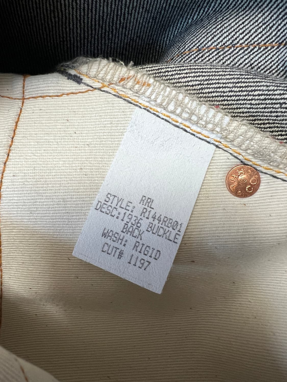 RRL 1936 Buckle Back Rigid Denim 더블알엘 상품이미지6