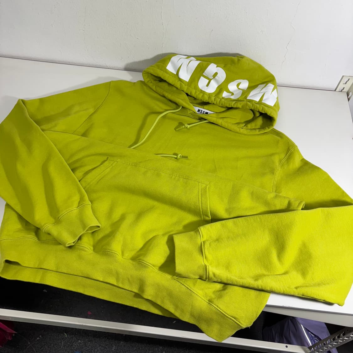 105 MSGM 겨자 후드로고 오버핏 후드티 상품이미지2