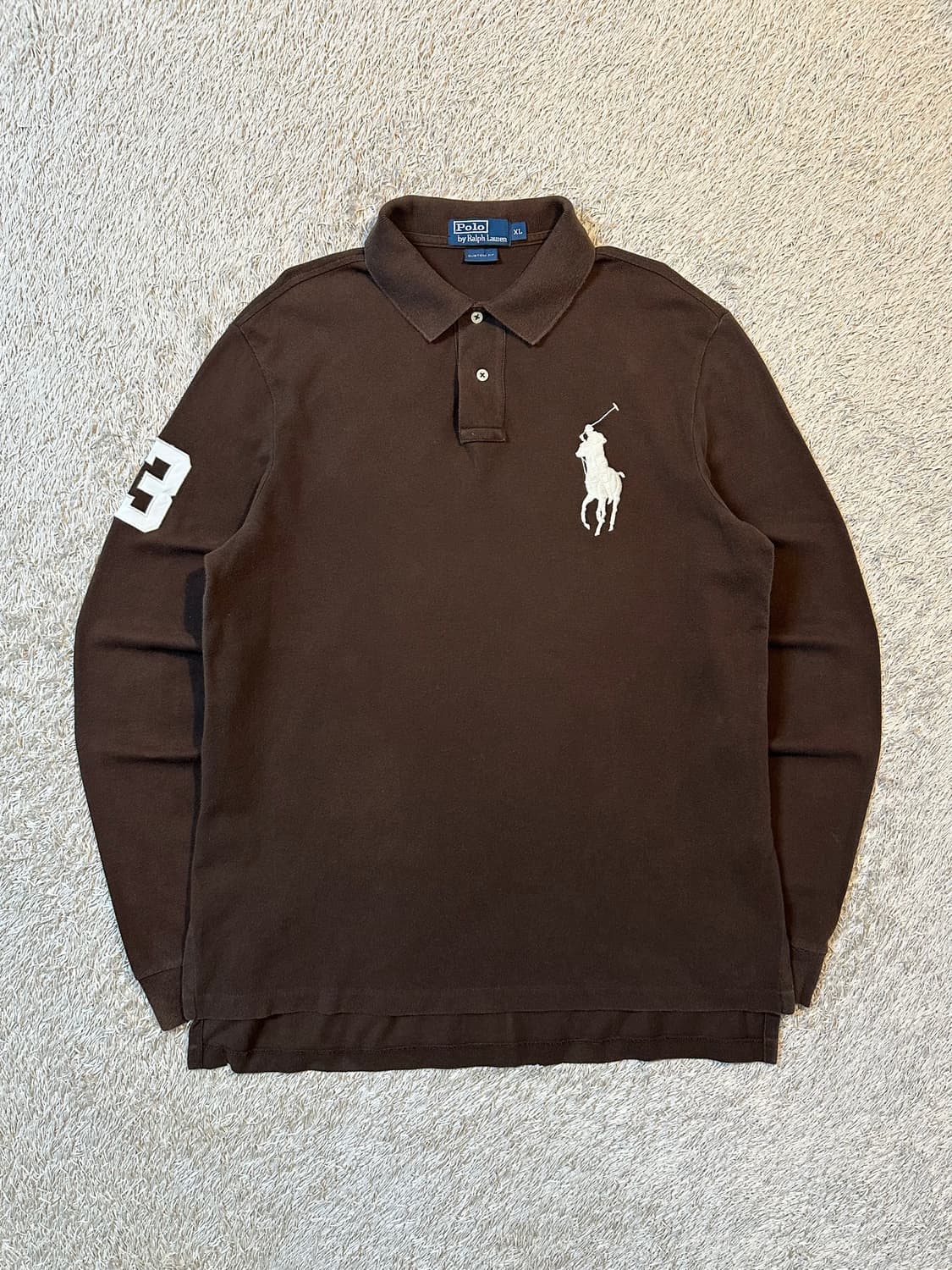폴로 랄프로렌 커스텀핏 빅포니 로고 PK 긴팔 카라티 브라운 상품이미지1