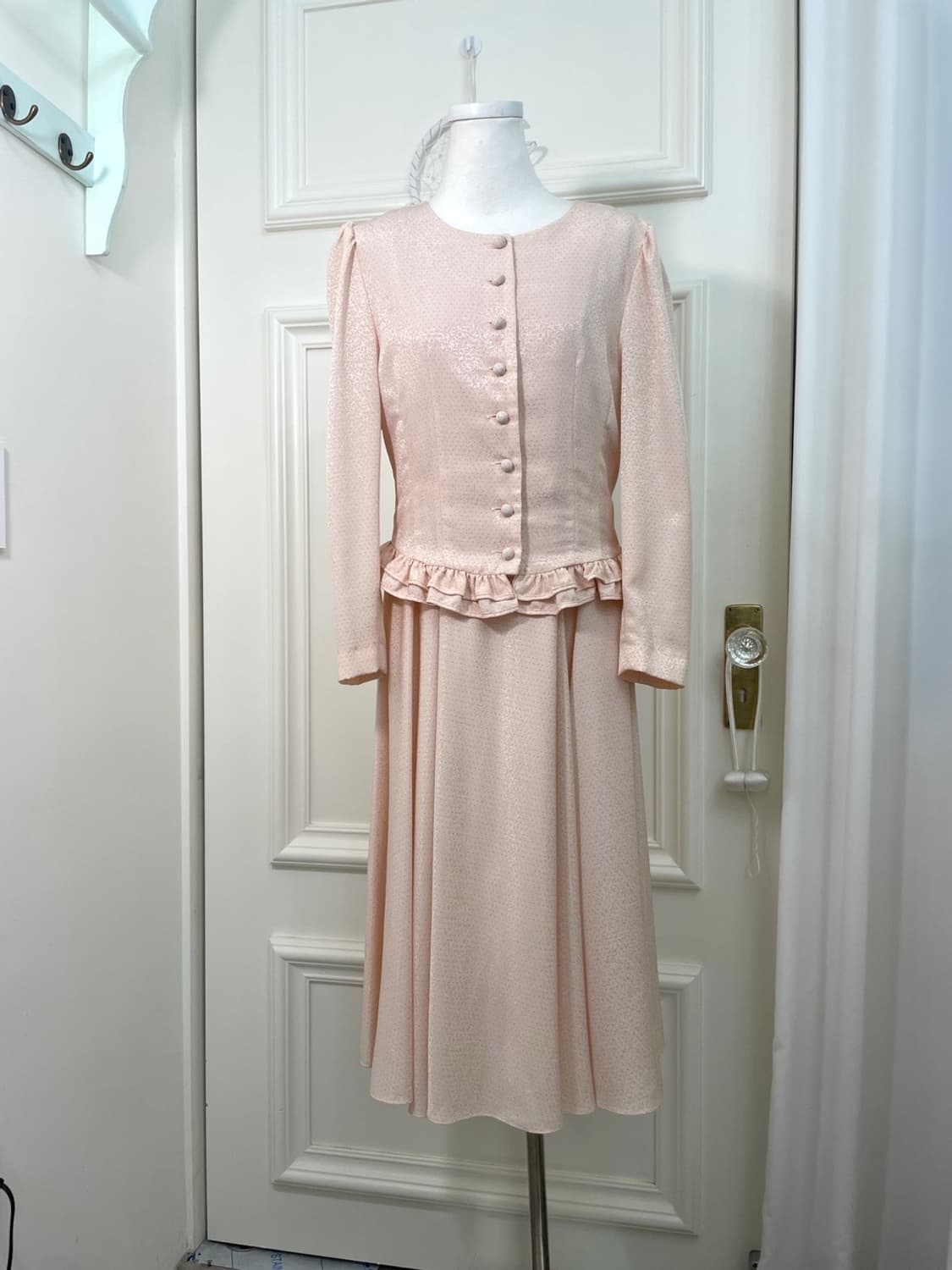 coral pink silver dot ruffle jacket opc 상품이미지1