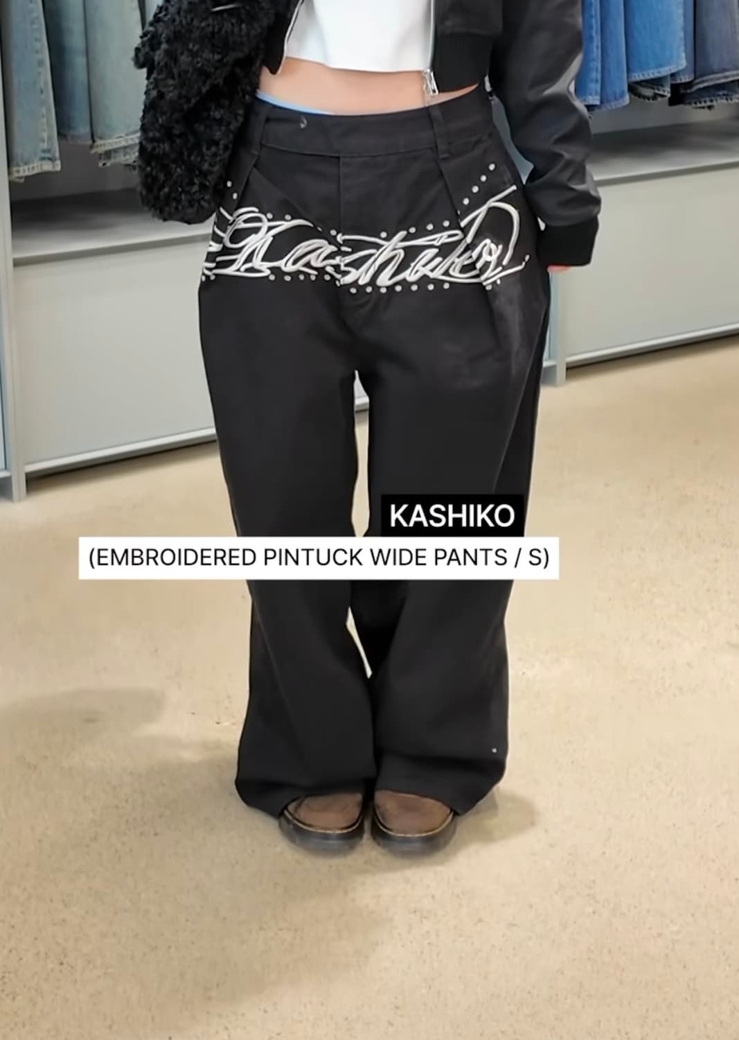 카시코 엠브로이드 핀턱 와이드팬츠 M 상품이미지3