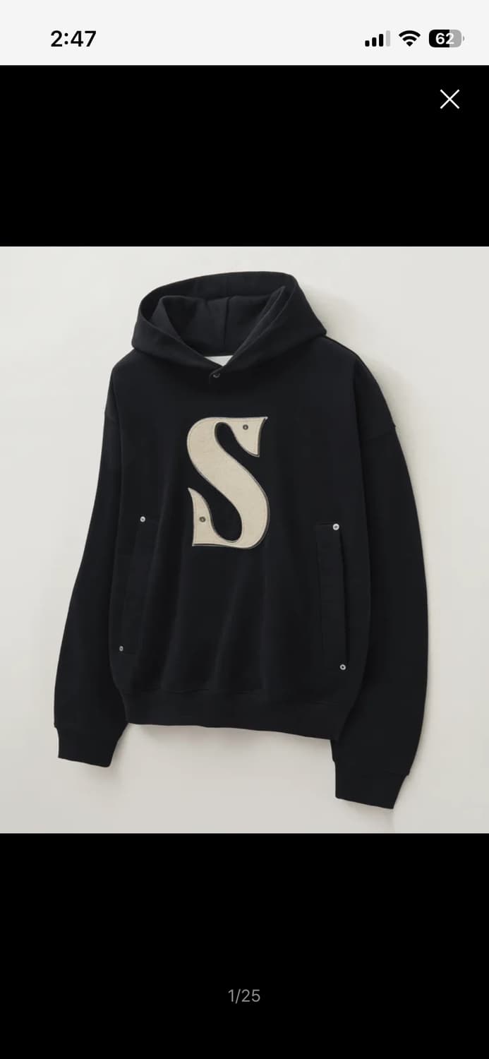 세터 리벳 아플리케 포켓 로고 후드 블랙 M 상품이미지1
