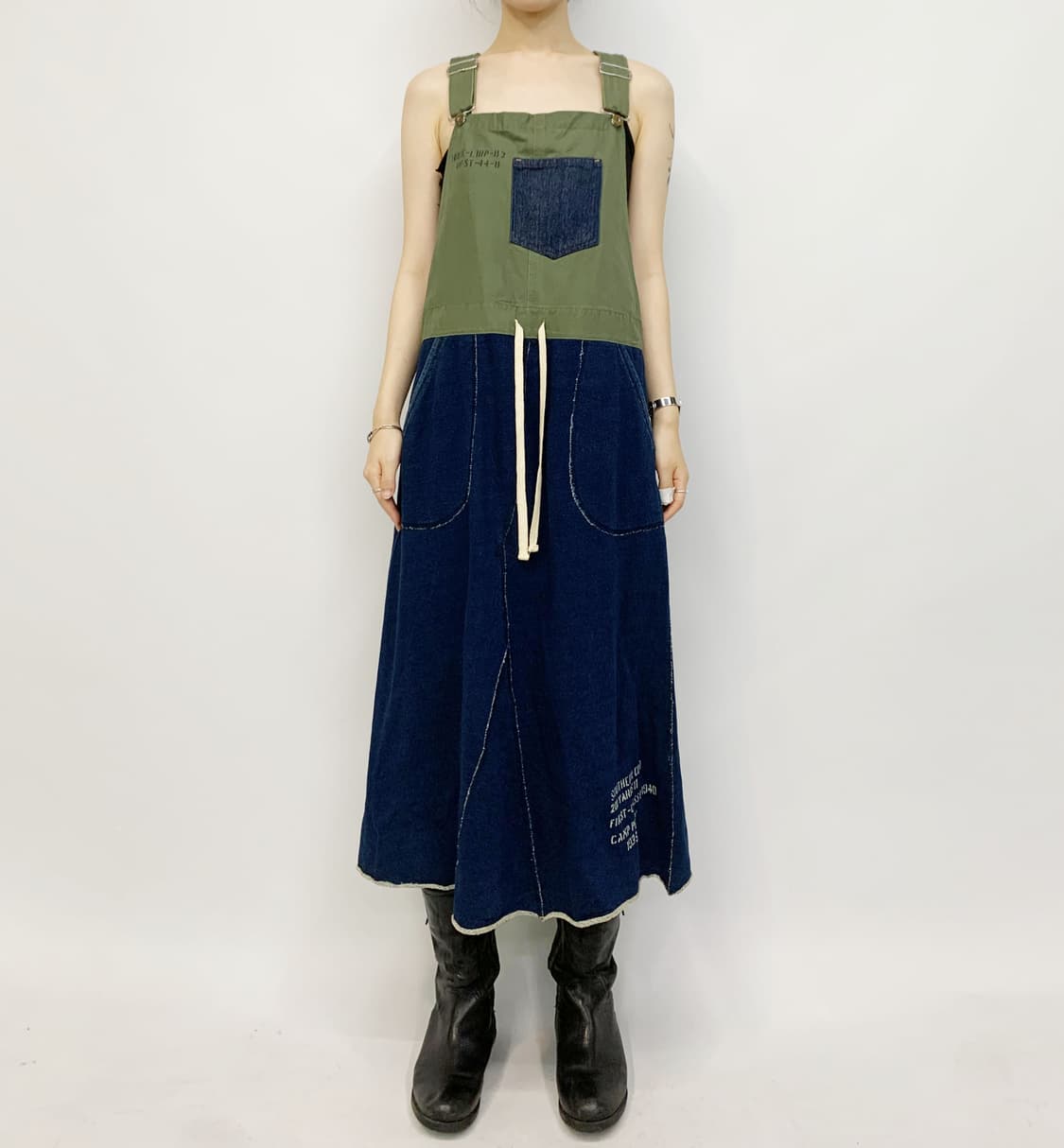POLPO VINTAGE by LIME.INC 밀리터리 오버롤 원피스 상품이미지1