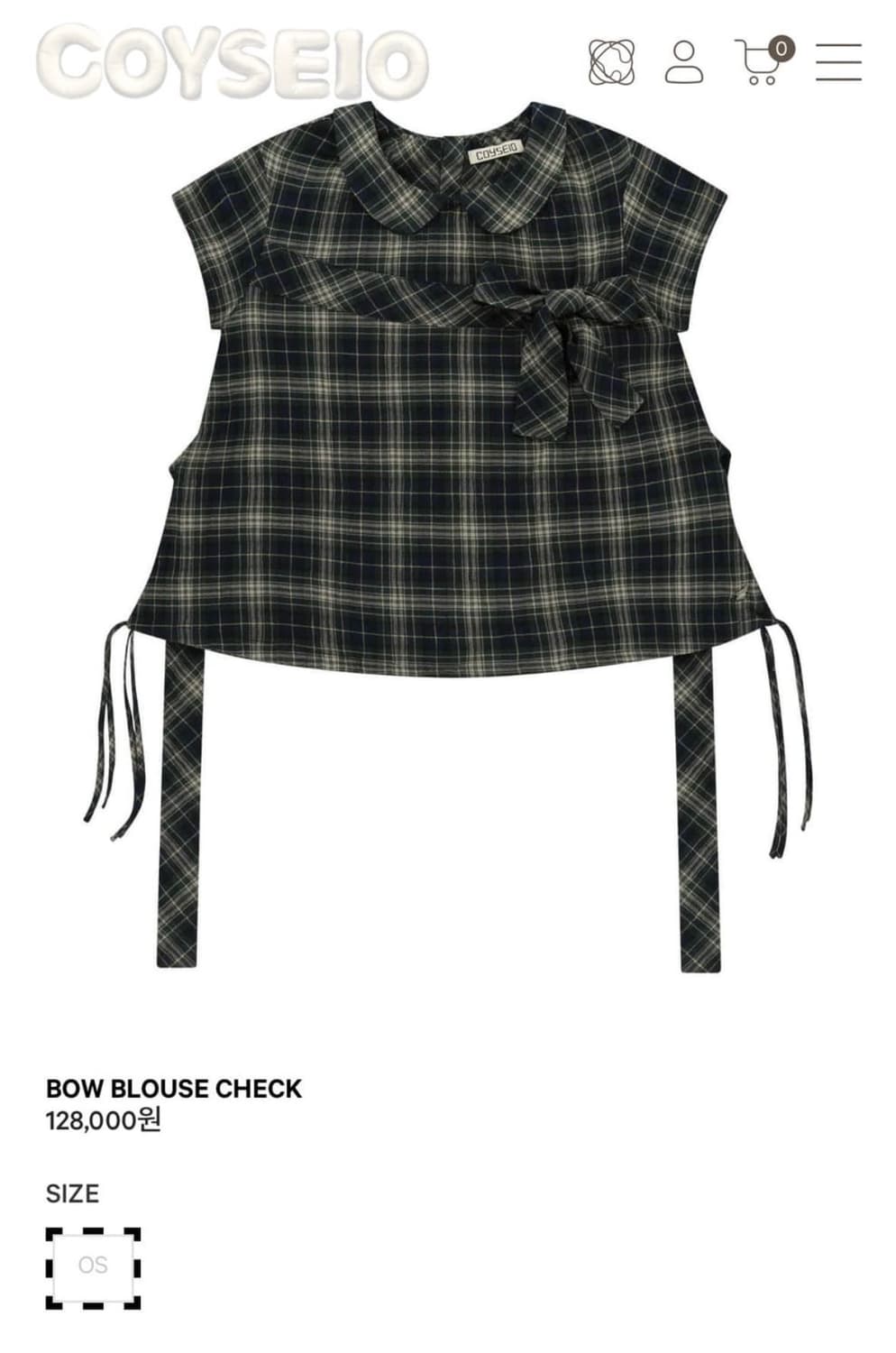 코이세이오 보우 체크 블라우스 상품이미지1