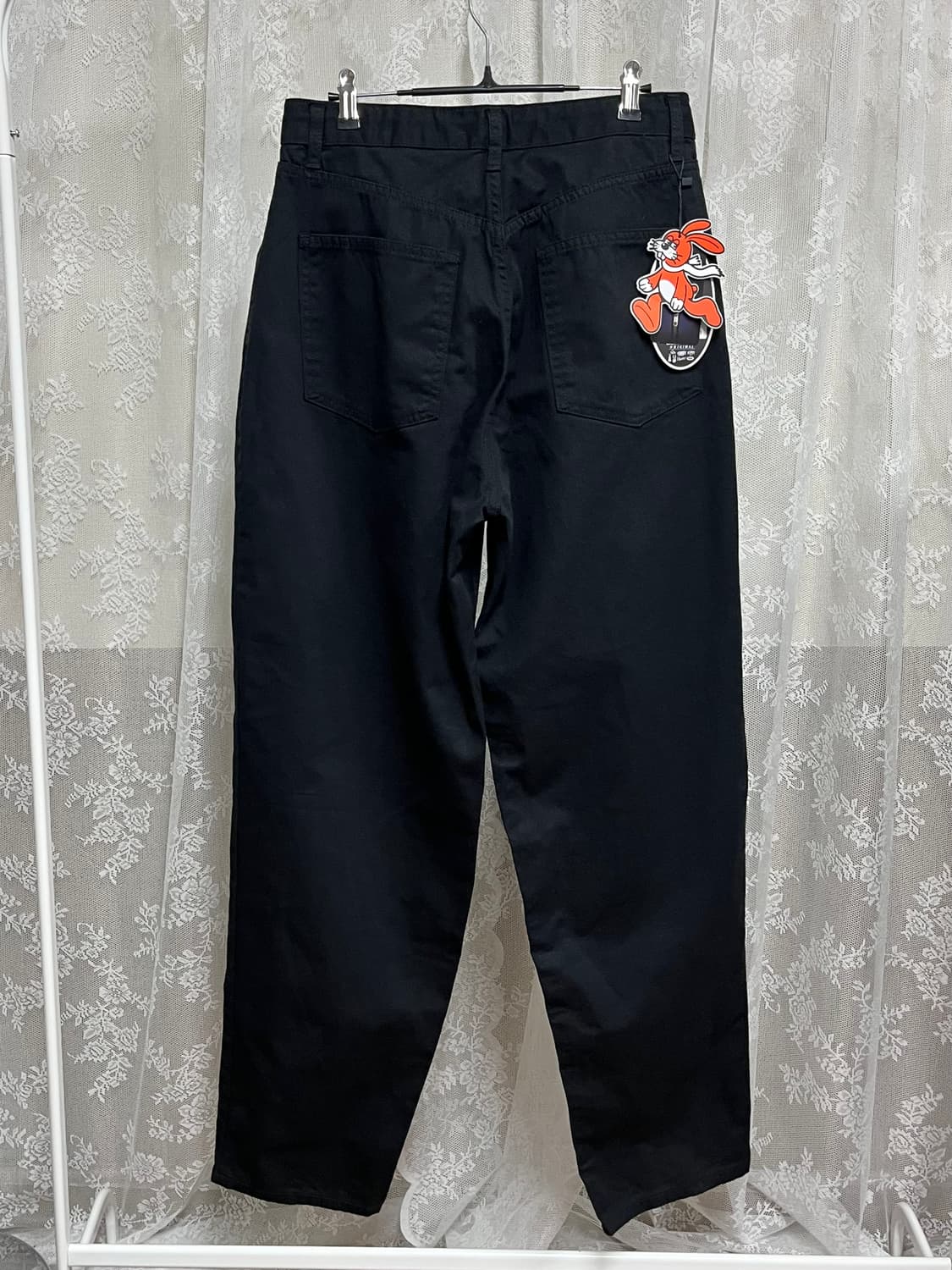 M) 새상품 비에스래빗 미드90 배기 코튼 팬츠 블랙 상품이미지2