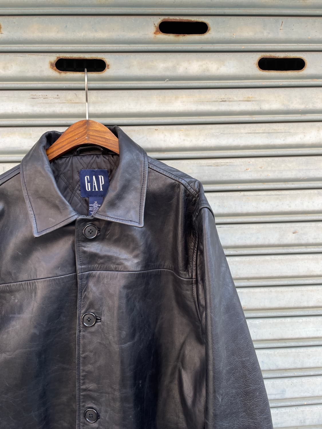 90-00s Old GAP Leather Black Car Coat 상품이미지4