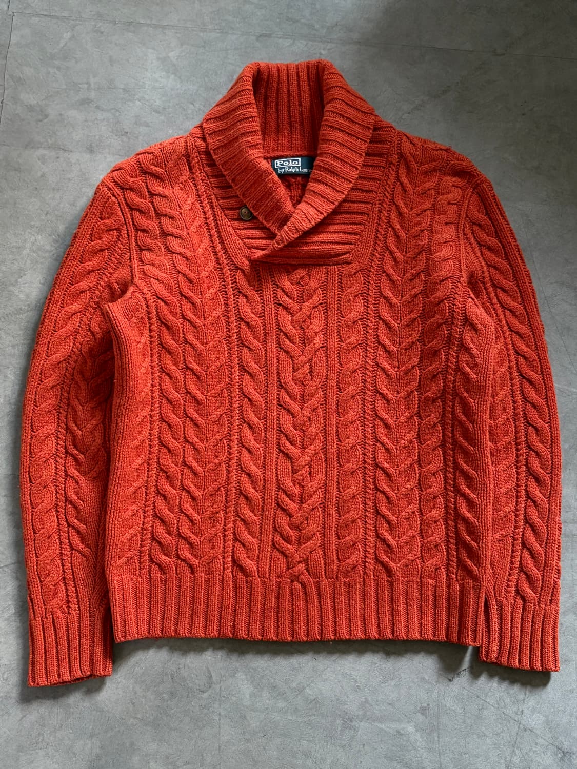 Polo 폴로 랄프로렌 오렌지 케이블 숄카라 니트 상품이미지1