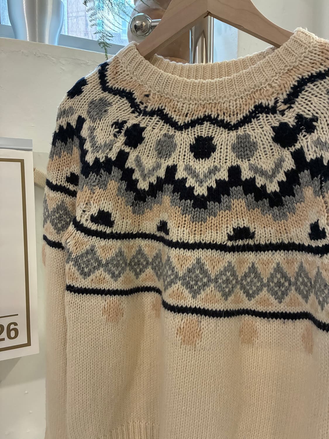 빔즈 하트 아가일 니트 상품이미지2