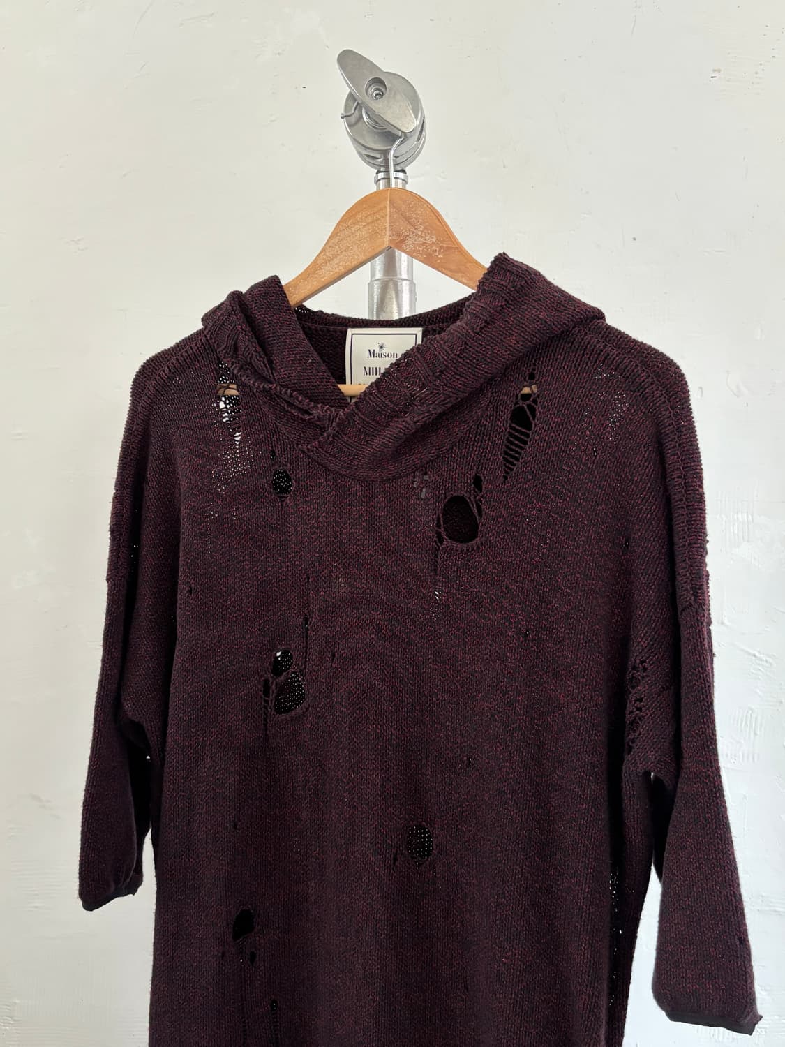 Mihara Yasuhiro 미하라야스히로 디스트레스드 롱 후드 니트  상품이미지5