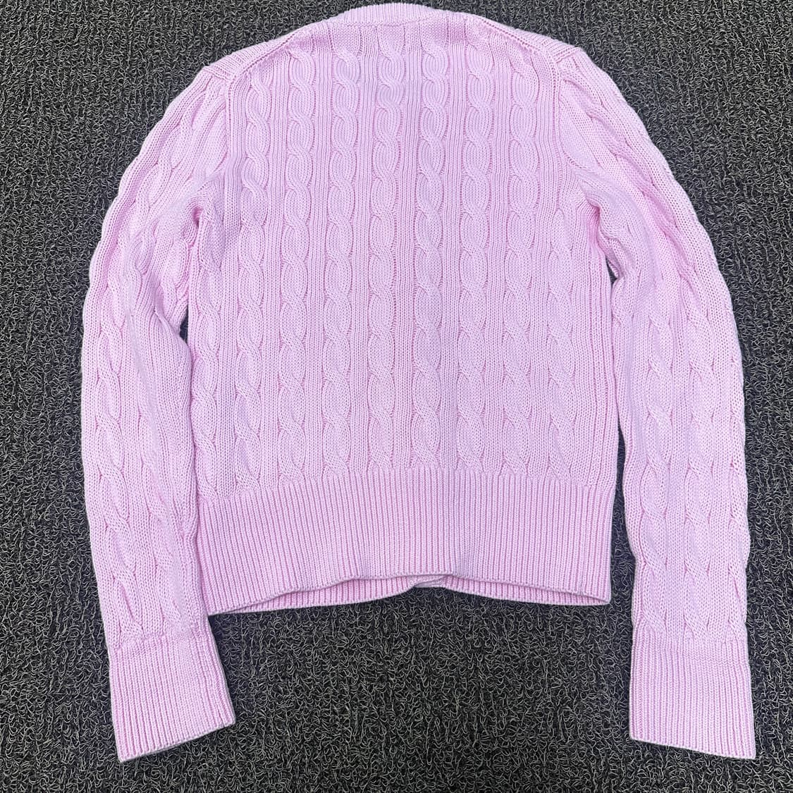 POLO 폴로 랄프로렌 신상 여성 꽈배기 케이블 니트 가디건 핑크 M 상품이미지7