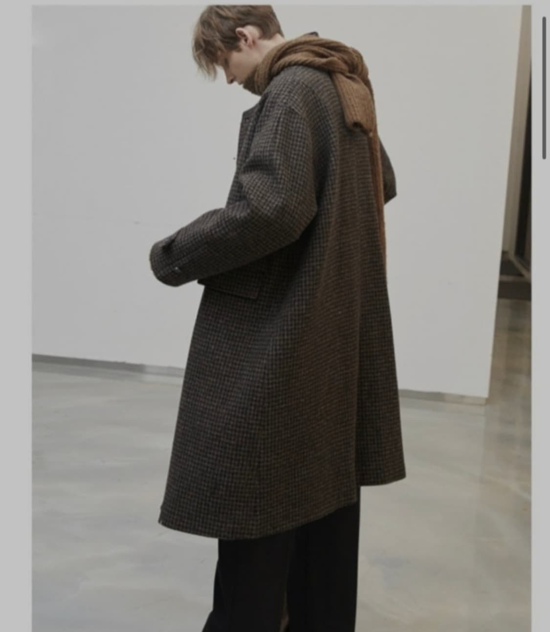 알렌느 3D 체크 울 발마칸 브라운 맥코트 상품이미지2