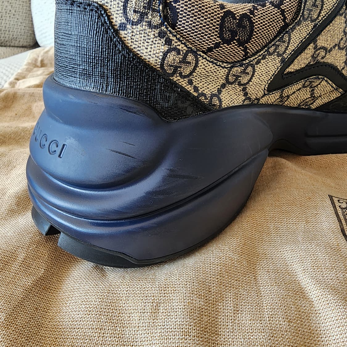 초민트급 구찌 GG 슈프림 라이톤 스니커즈 네이비 블랙 265 상품이미지6