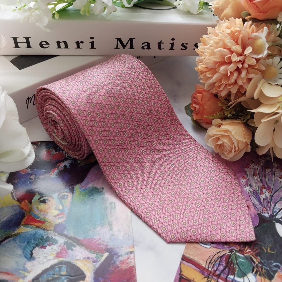 페라가모 실크 간치니 로고 패턴 넥타이 7.9cm A+등급 k2051 상품이미지2