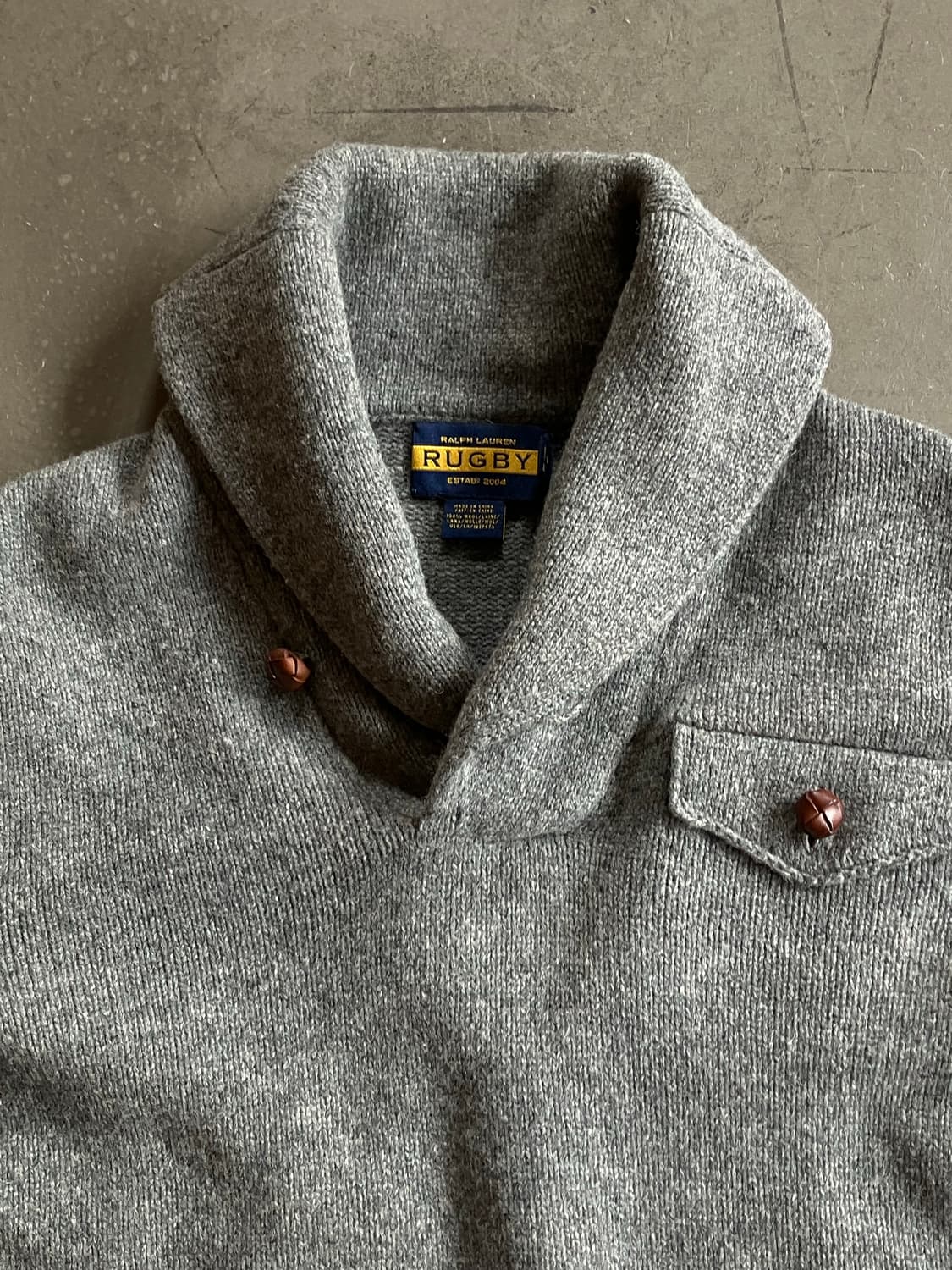 폴로 럭비 숄카라 엘보우 레더패치 니트 S(100) 상품이미지4