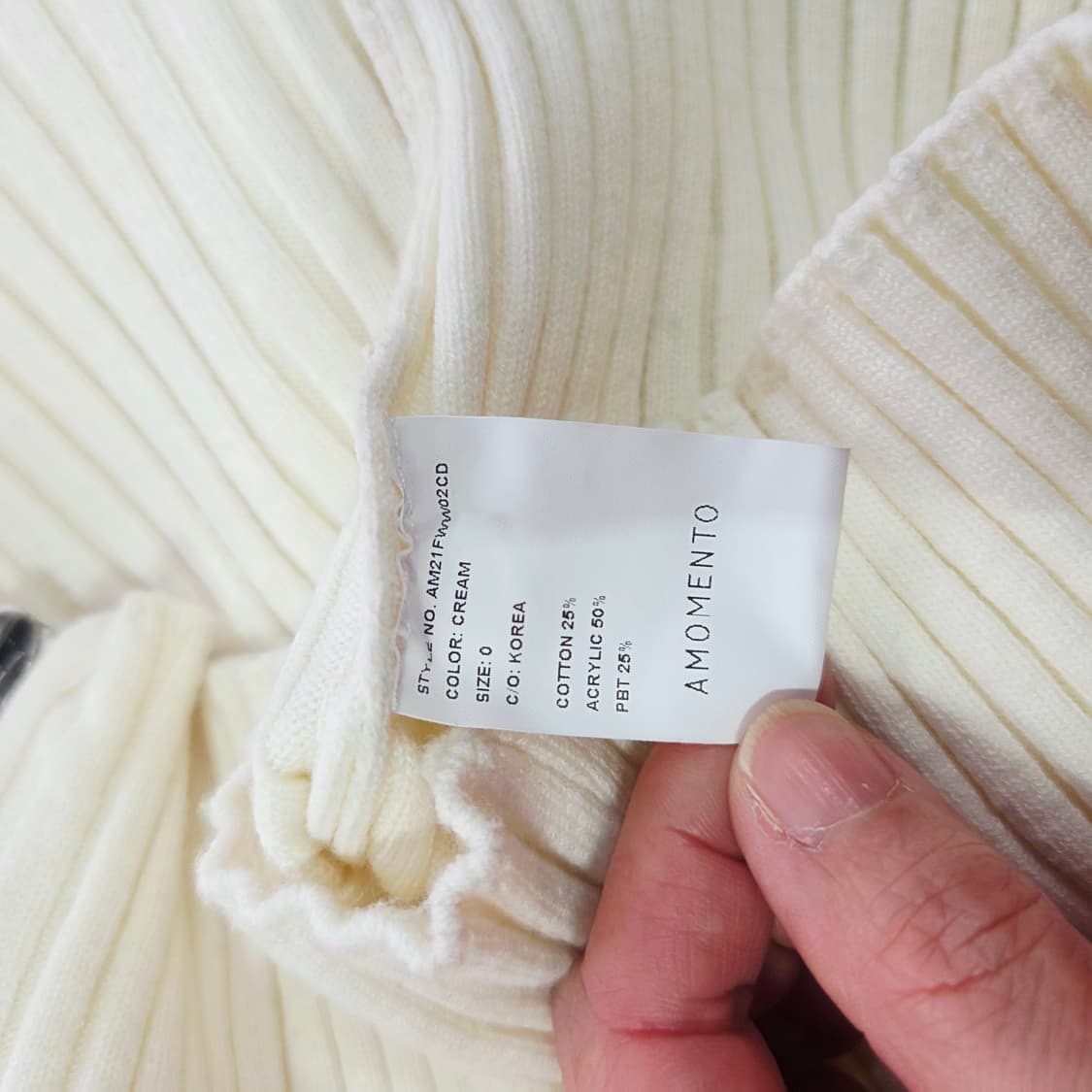 [AMOMENTO] 아모멘토 아이보리 골지 집업 니트 여성 0 상품이미지6